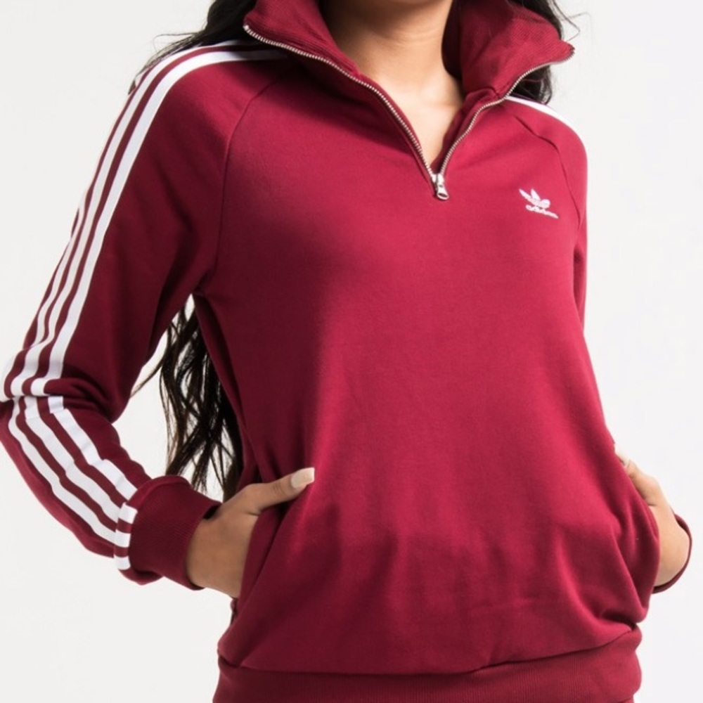 Adidas maroon Quarter-zip sweatshirt